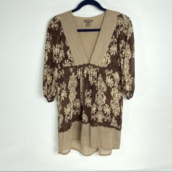 4/$25 Coco And Chase Tunic Blouse Peasant Floral V Neck Sheer Womens Sz M - Picture 8 of 14